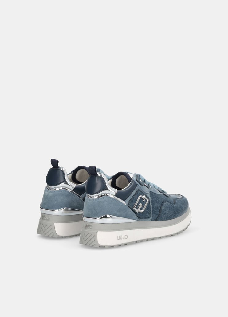 Glossy denim platform sneakers blue denim Liu Jo - large image number 3 Glossy denim platform sneakers blue denim Liu Jo - large image number 3