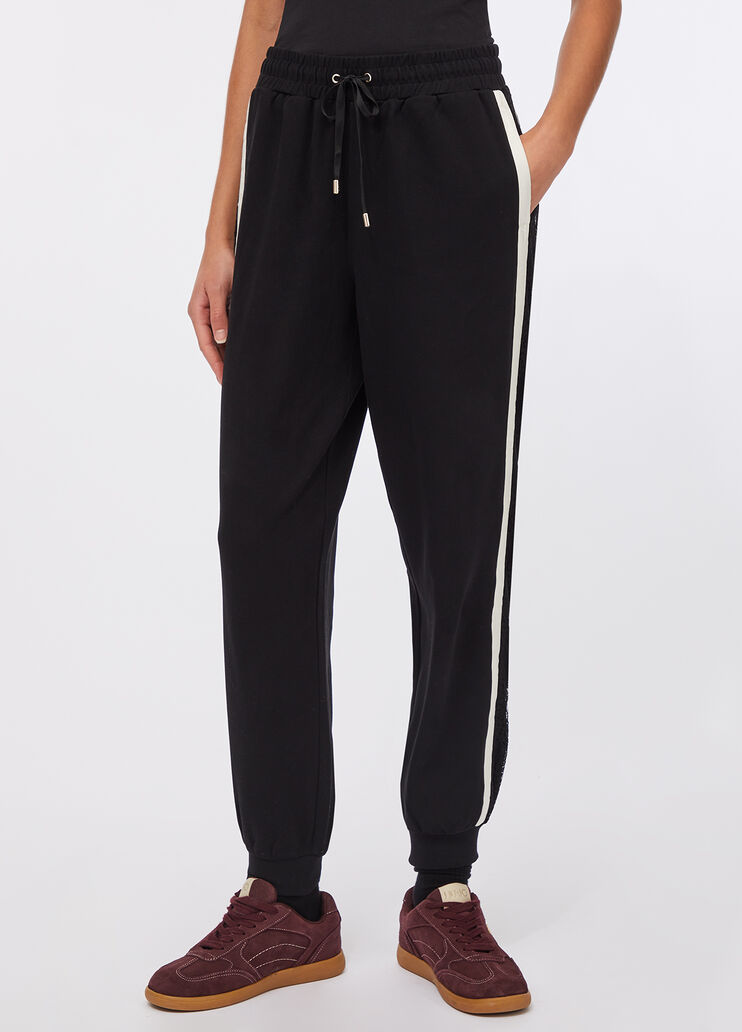 Plush jogging trousers with lace black Liu Jo - large image number 0