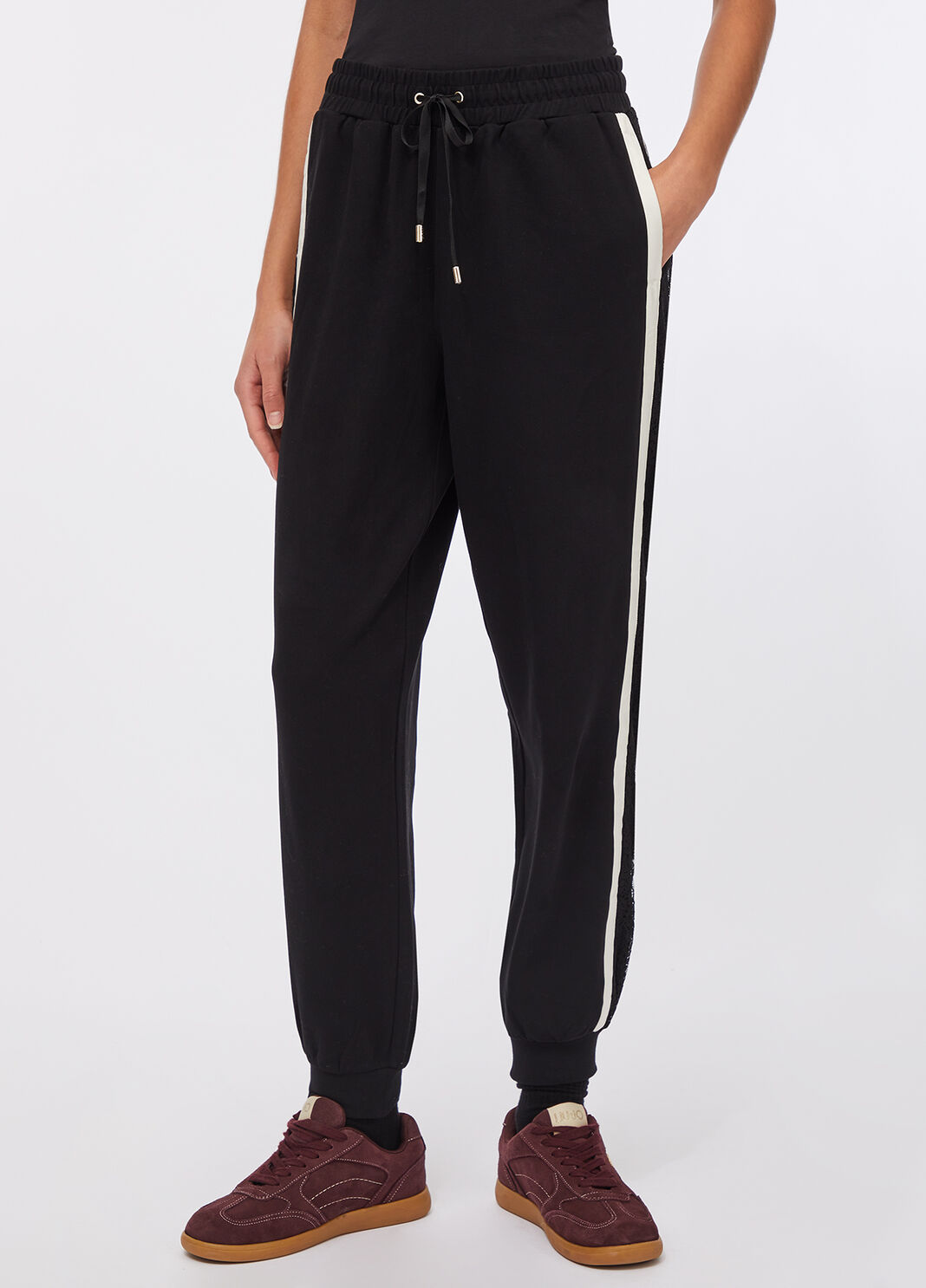 Plush jogging trousers with lace black Liu Jo - large image number 0