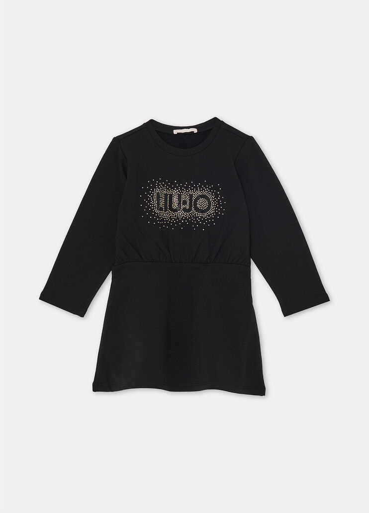 Sweatshirt dress with logo and rhinestones black Liu Jo - large image number 3
