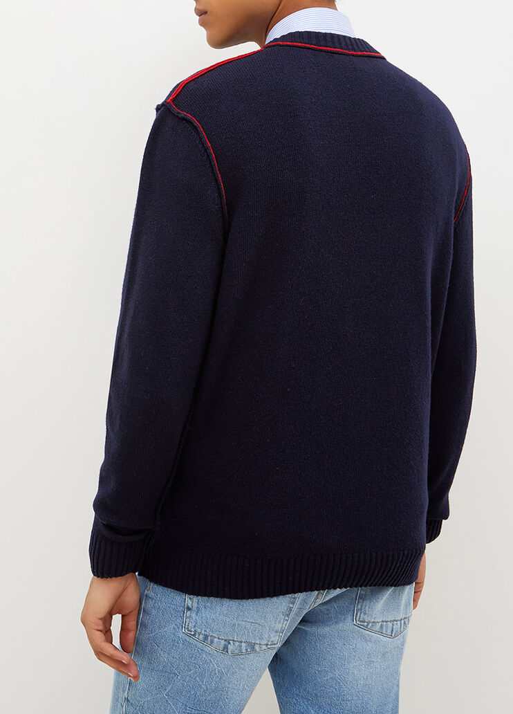 Pullover mit Intarsien-Logo Dunkelblau Liu Jo - large image number 1