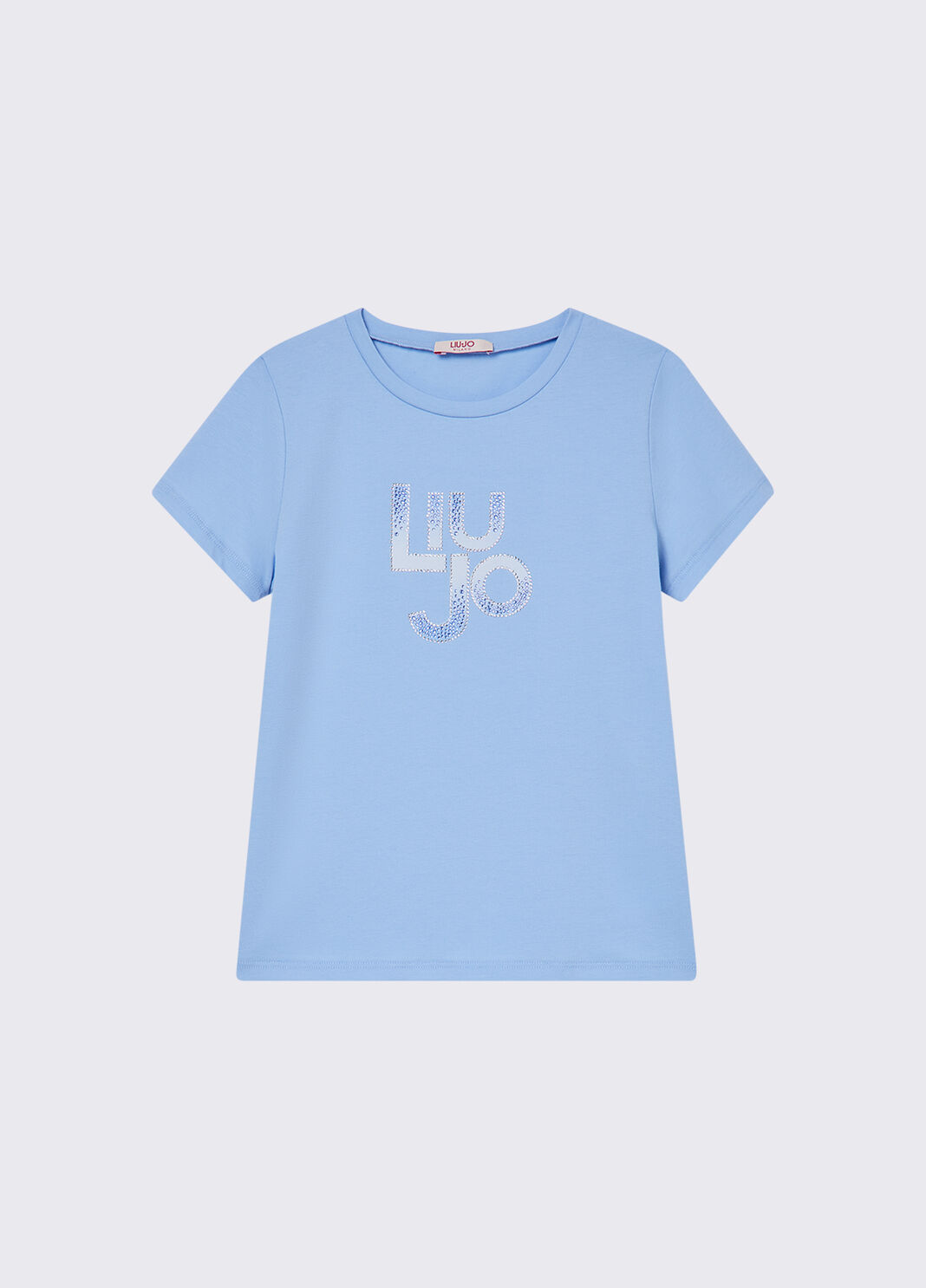 T-shirt con logo e strass azzurro Liu Jo - large image number 2