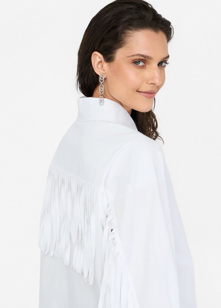 Camisa de popelina con flecos blanco Liu Jo - large image number 4 Camisa de popelina con flecos blanco Liu Jo - large image number 4