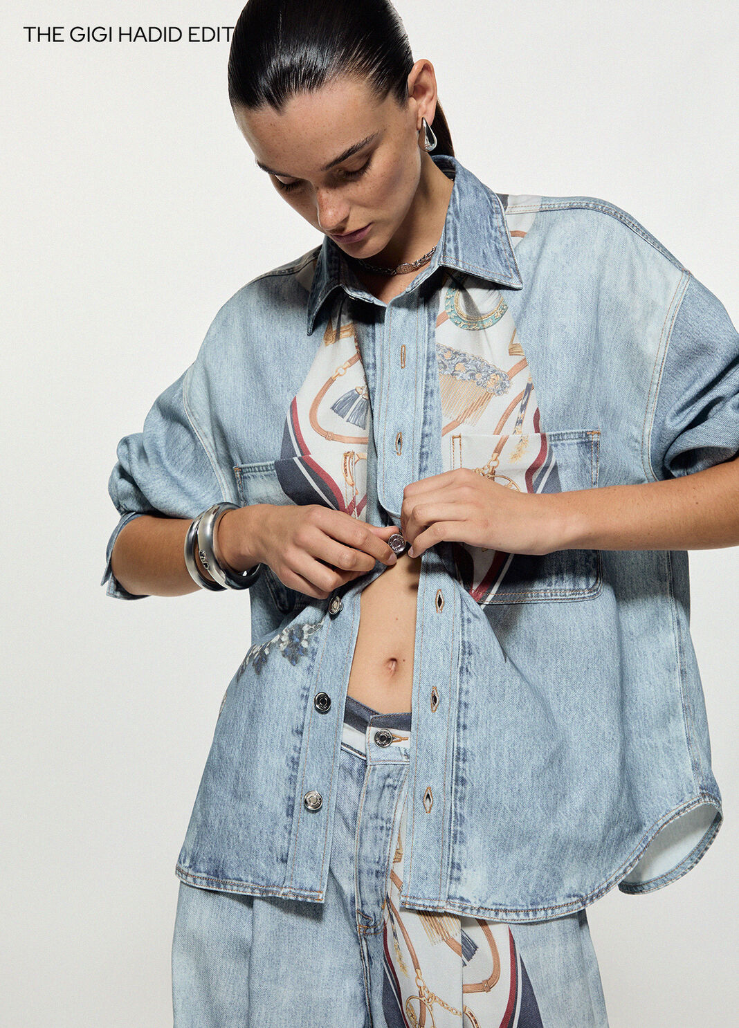 Hemd aus Denim mit Print digital heller Denim Liu Jo - large image number 2