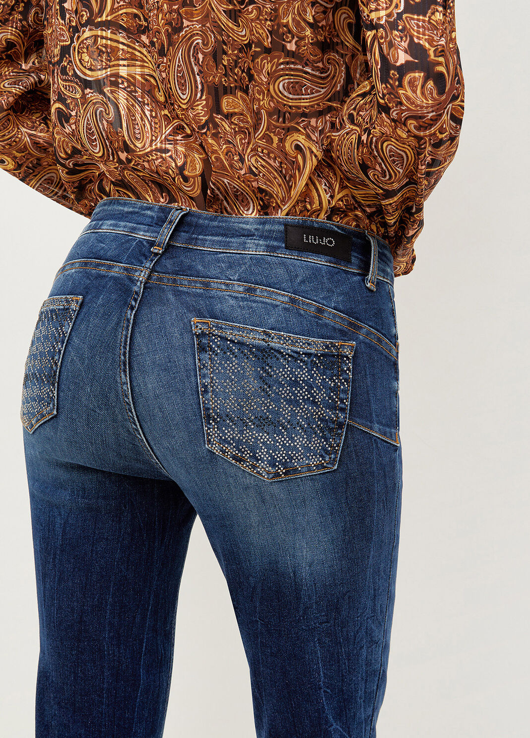 Bottom Up skinny jeans with gemstones blue denim Liu Jo - large image number 2