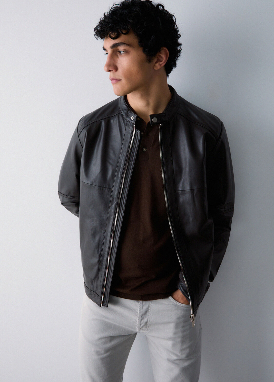 Leather biker jacket chocolate Liu Jo - large image number 2