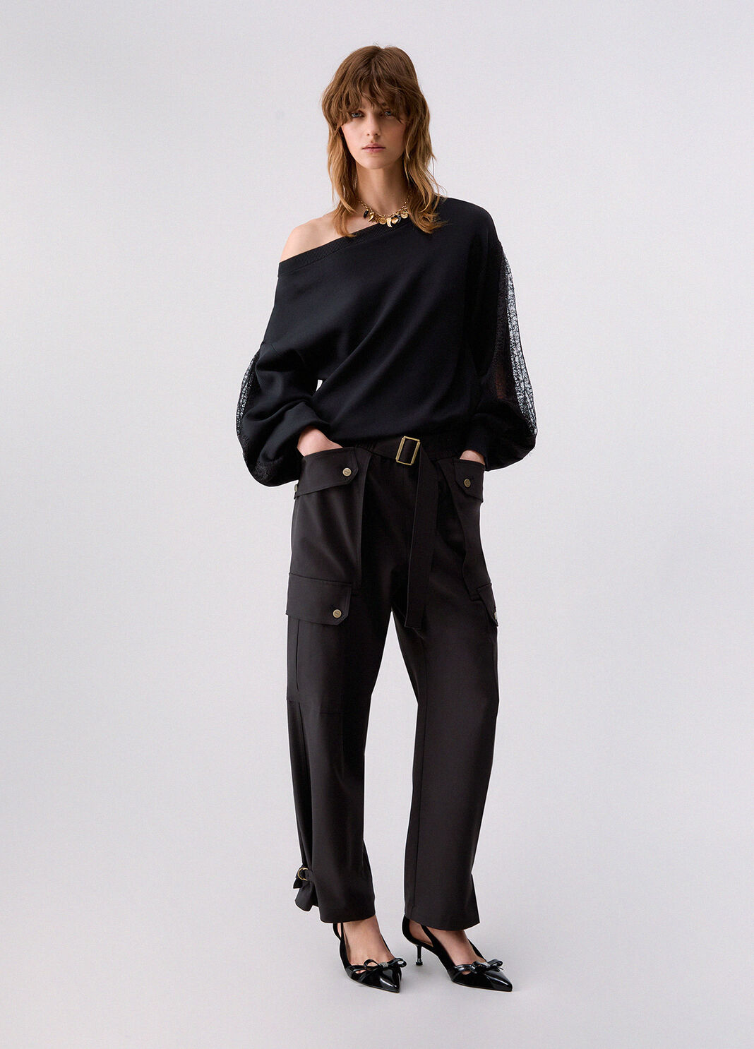 Cargo trousers in flannel black Liu Jo - large image number 5