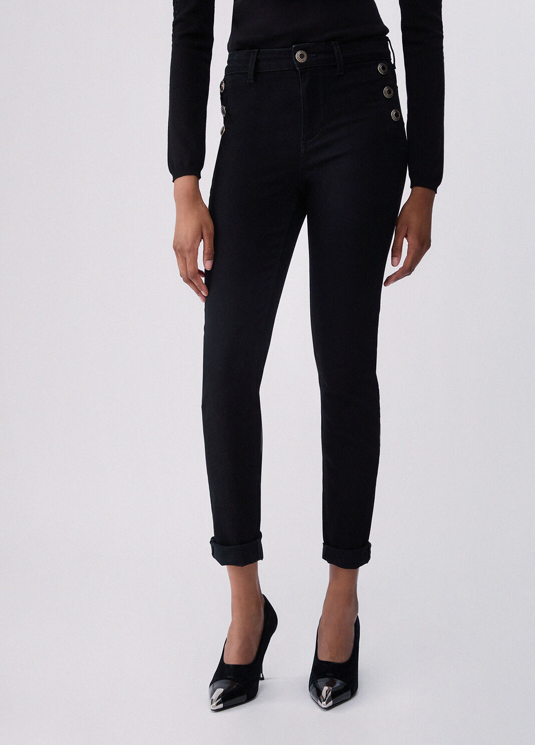 Jeans skinny con bottoni decorativi denim nero Liu Jo - large image number 0