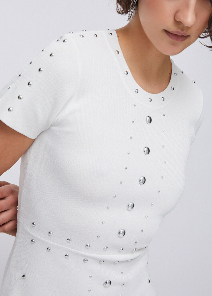 Knit dress with studs white wool Liu Jo - large image number 4