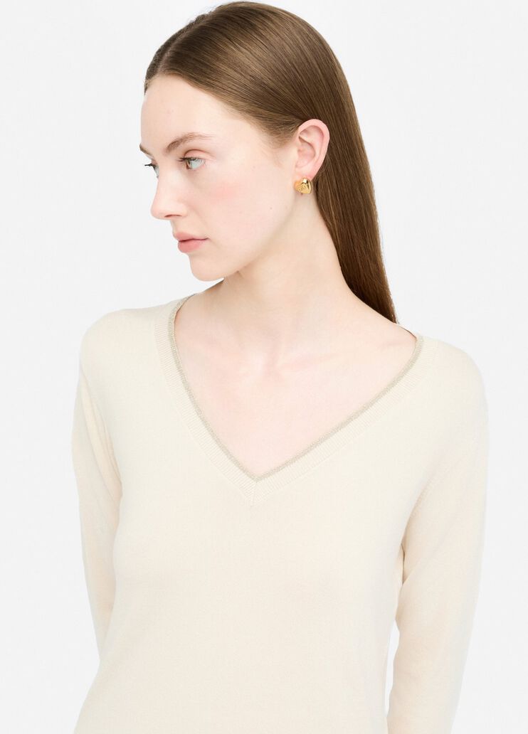 Pullover mit V-Ausschnitt Hellbeige Liu Jo - medium Pullover mit V-Ausschnitt Hellbeige Liu Jo - medium