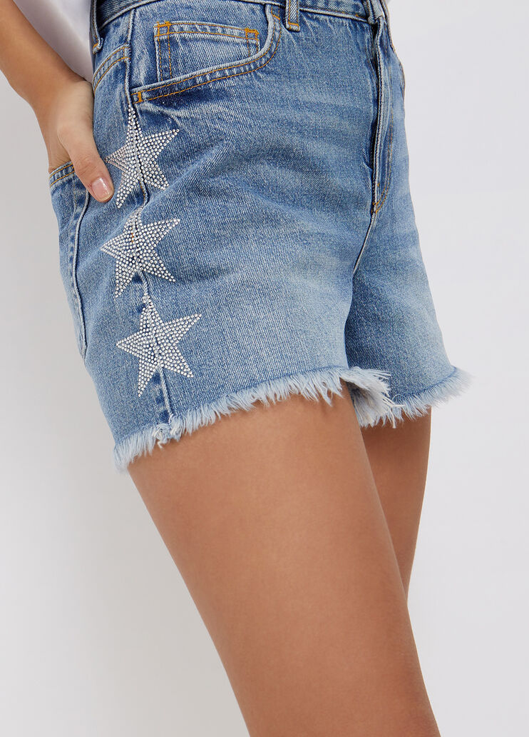 шорты со звёздами из страз синий деним Liu Jo - large image number 2 шорты со звёздами из страз синий деним Liu Jo - large image number 2
