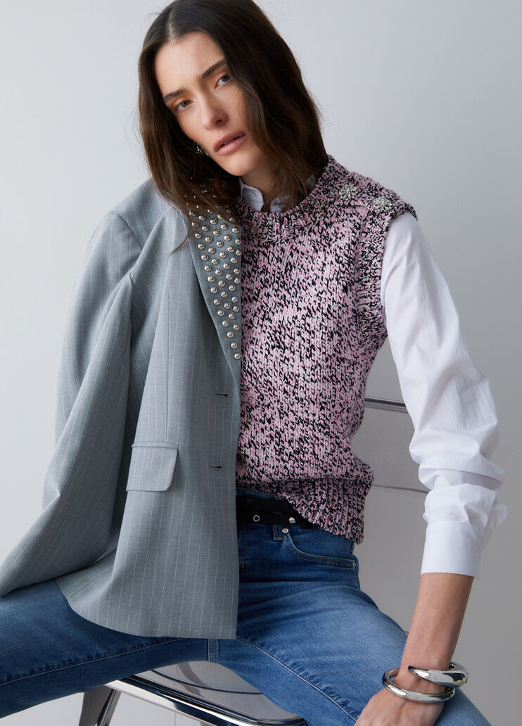 Mouliné vest with bejewelled buttons pink Liu Jo - medium