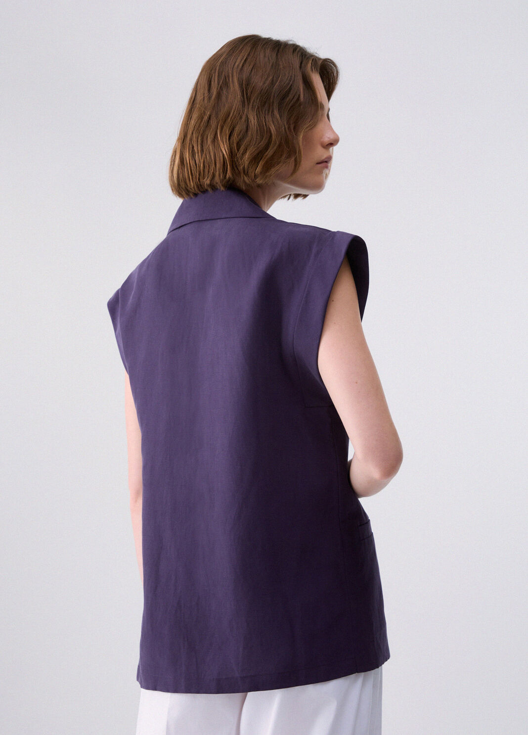 Linen-blend waistcoat purple Liu Jo - large image number 1