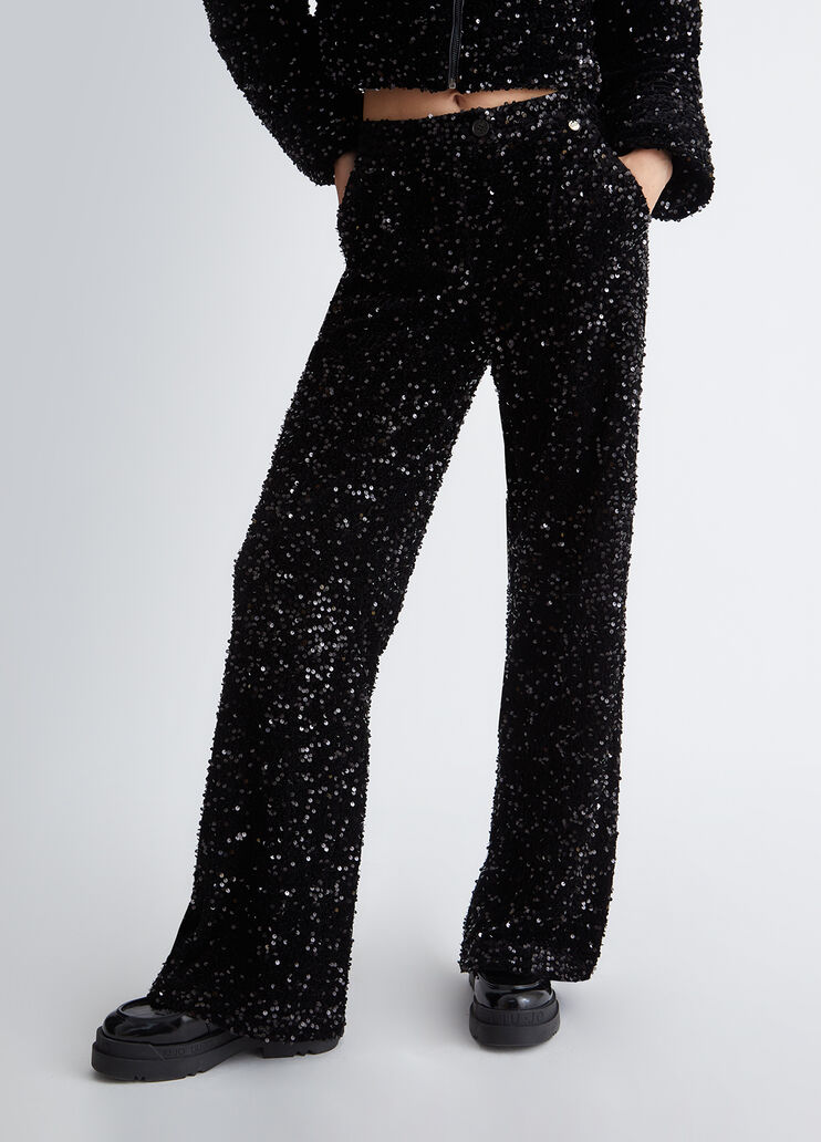 Velvet trousers with sequins