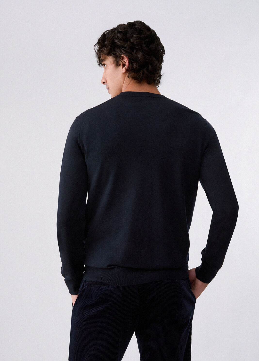 Maglia scollo a V in lana merino blu scuro Liu Jo - large image number 1
