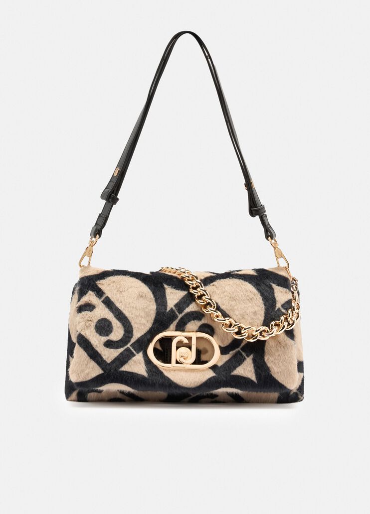Mittelgroße Tasche LaPuffy mit Logo Weiß/Schwarz Liu Jo - medium Mittelgroße Tasche LaPuffy mit Logo Weiß/Schwarz Liu Jo - medium