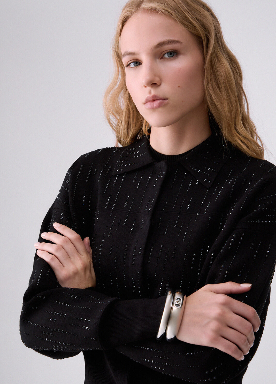 Giacca in maglia con strass nero/strass Liu Jo - large image number 4