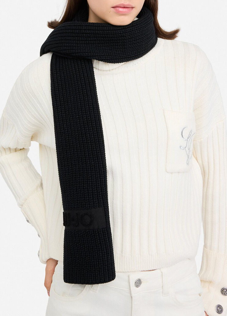 Scarf with logo black Liu Jo - medium