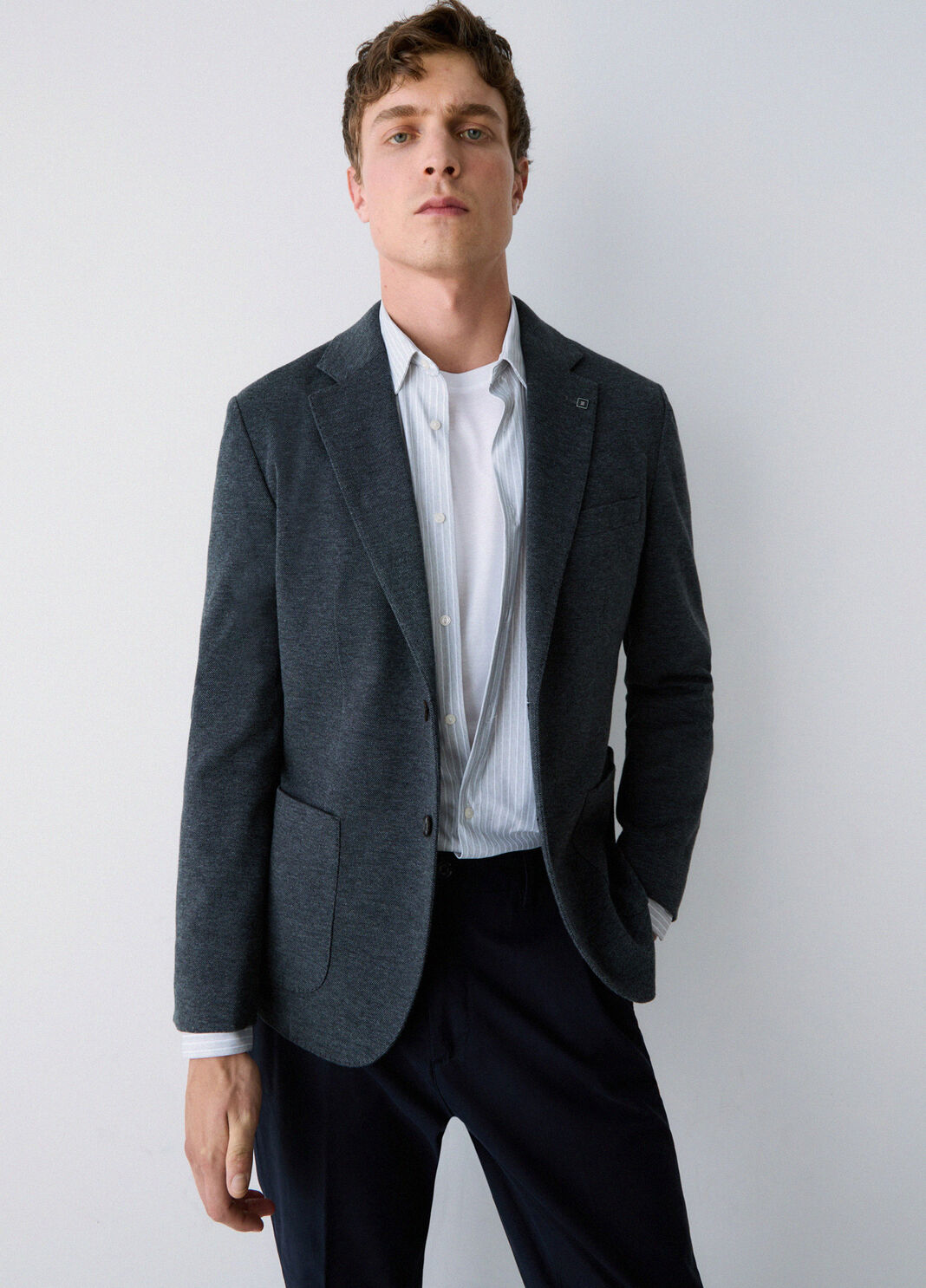 Jacket in piqu&eacute; jersey dark grey Liu Jo - large image number 2
