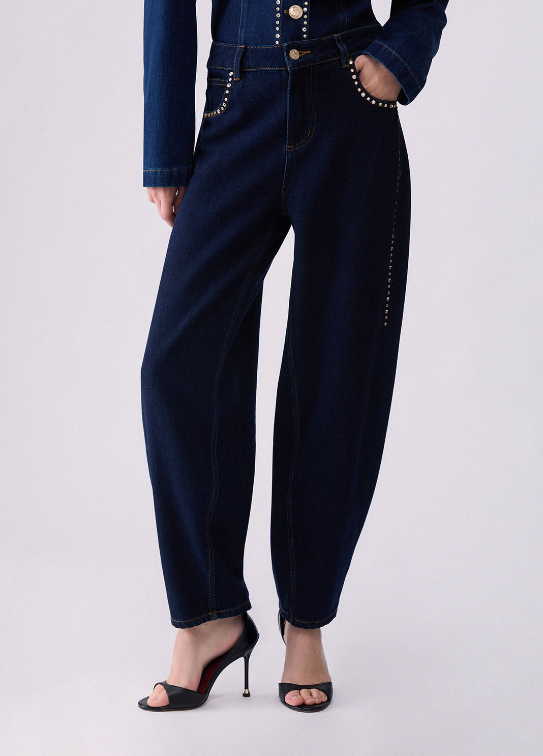 High-waisted jeans with rhinestones Normal wash Liu Jo - large image number 0