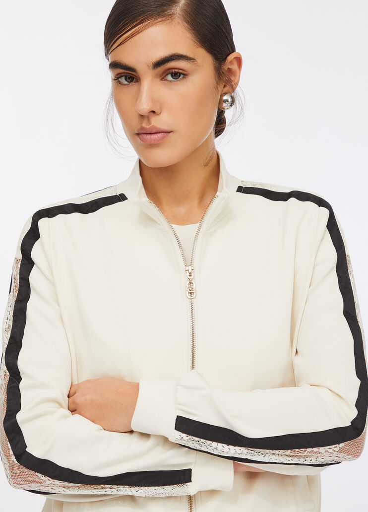 Cotton sweatshirt with lace white Liu Jo - large image number 4