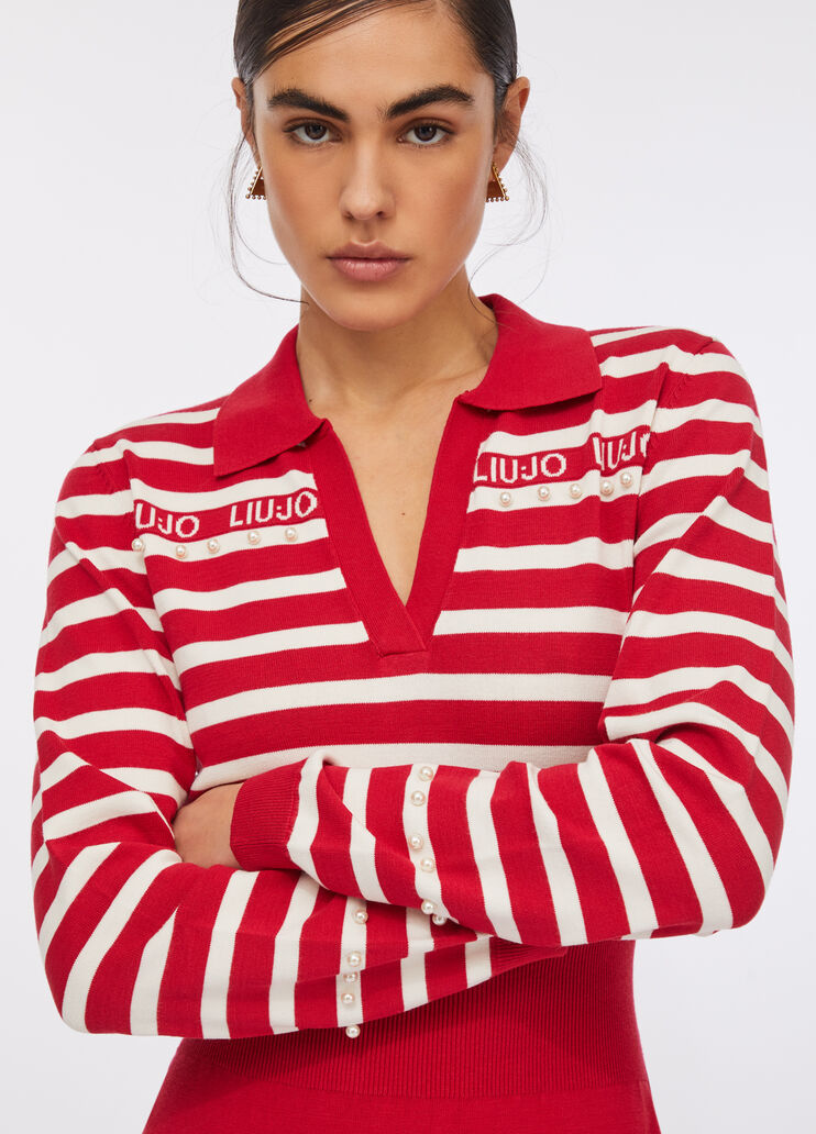 Gestreiftes Strickkleid Rosa Liu Jo - medium