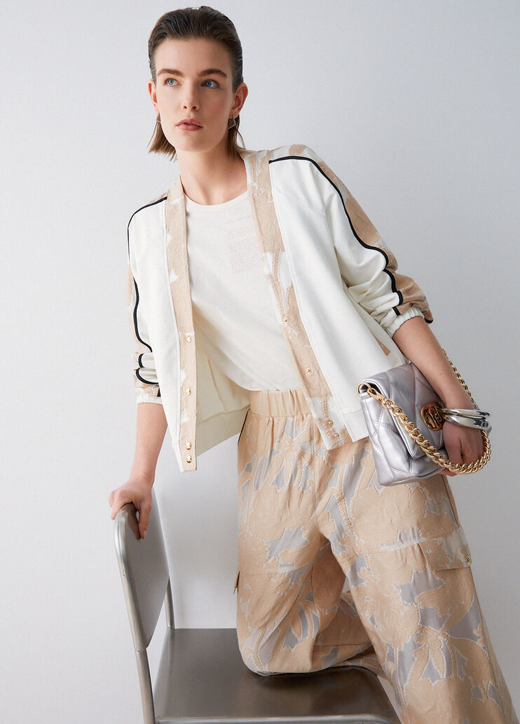 Sweat avec d&eacute;tails en organza beige Liu Jo - medium