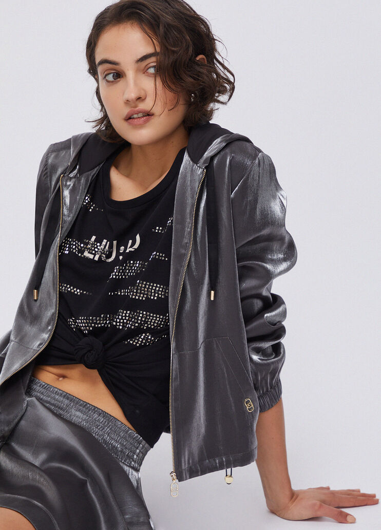 T-Shirt mit Applikationen schwarz Liu Jo - medium