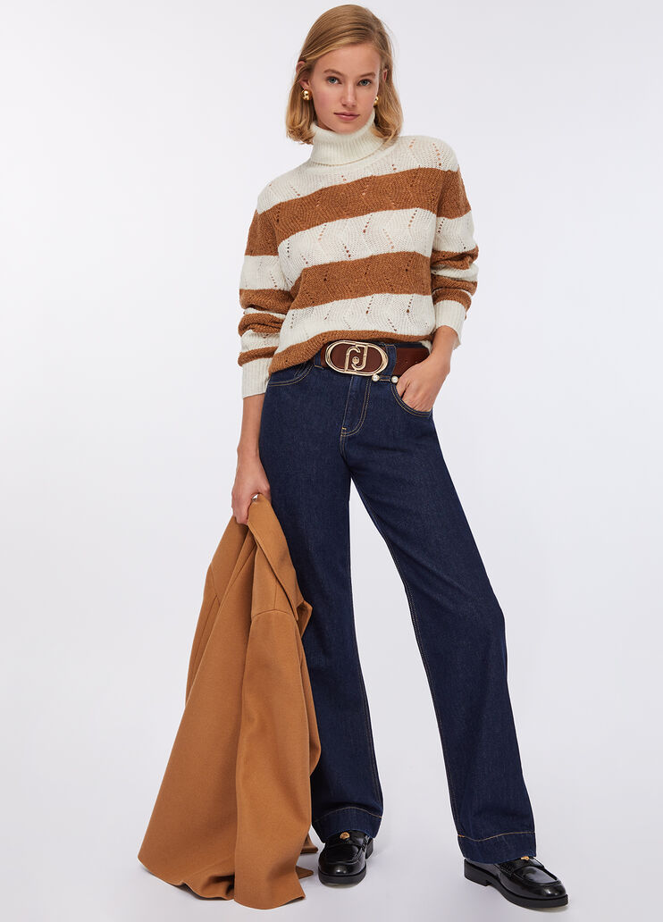 Straight jeans with jewelled beads dark blue denim Liu Jo - large image number 4 Straight jeans with jewelled beads dark blue denim Liu Jo - large image number 4