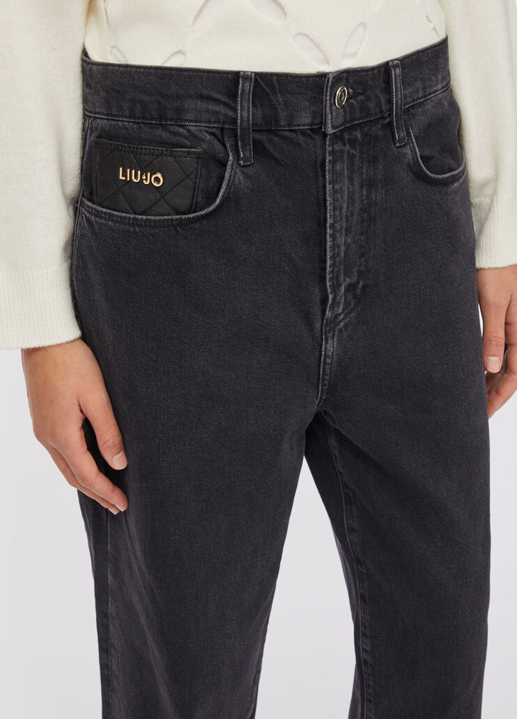 Boyfriend jeans with quilted pocket black denim Liu Jo - large image number 3