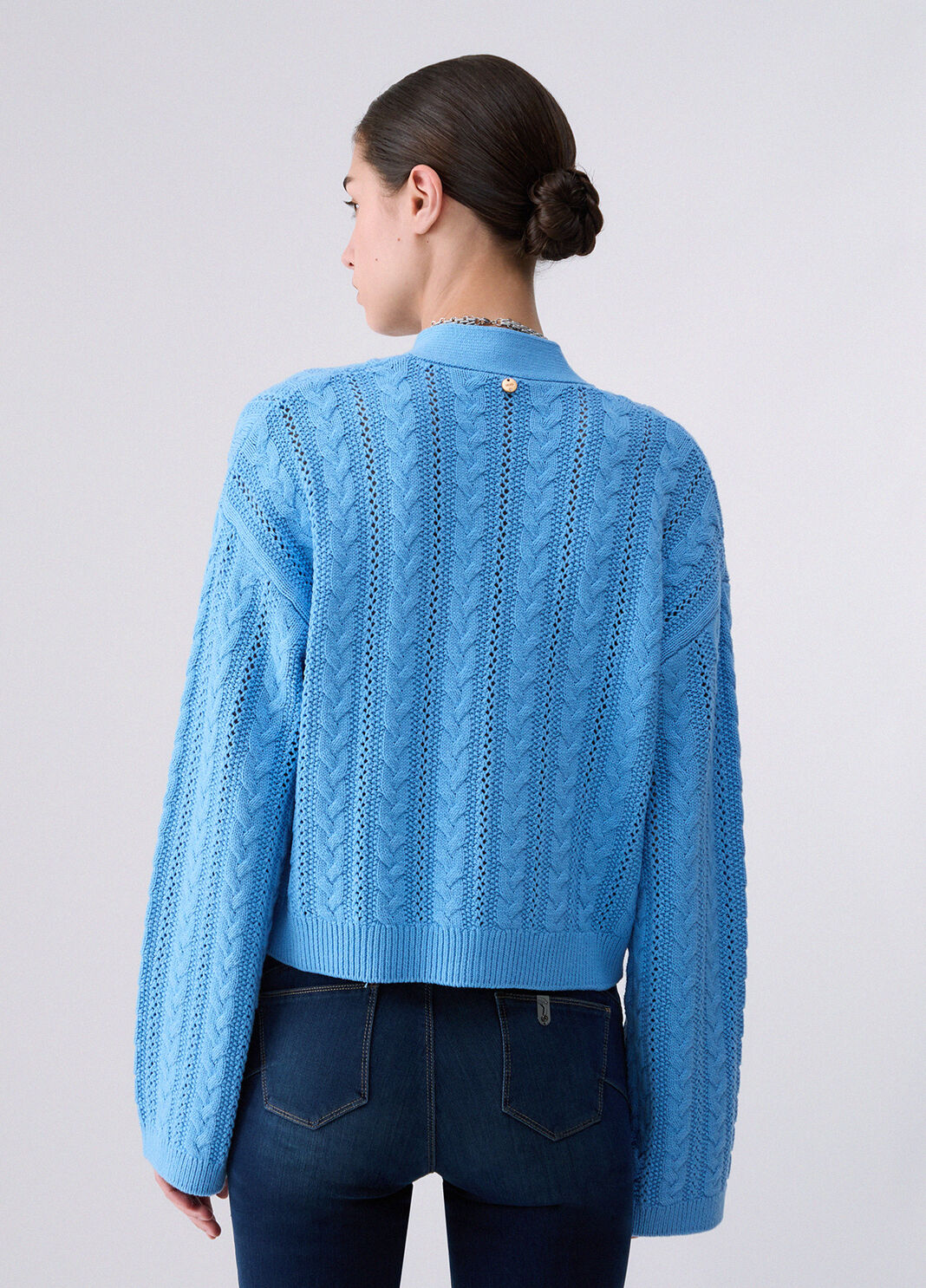 Cardigan with jewel embroidery light blue Liu Jo - large image number 1