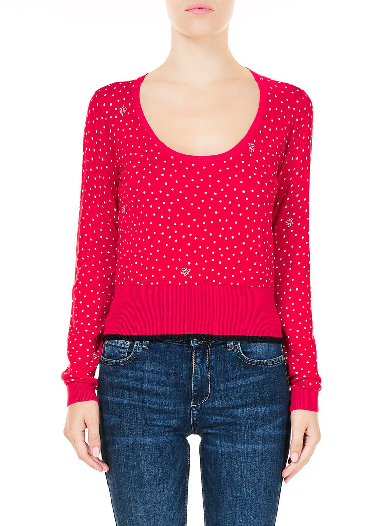 Pullover mit Tupfen Rot getupft Liu Jo - large image number 0 Pullover mit Tupfen Rot getupft Liu Jo - large image number 0