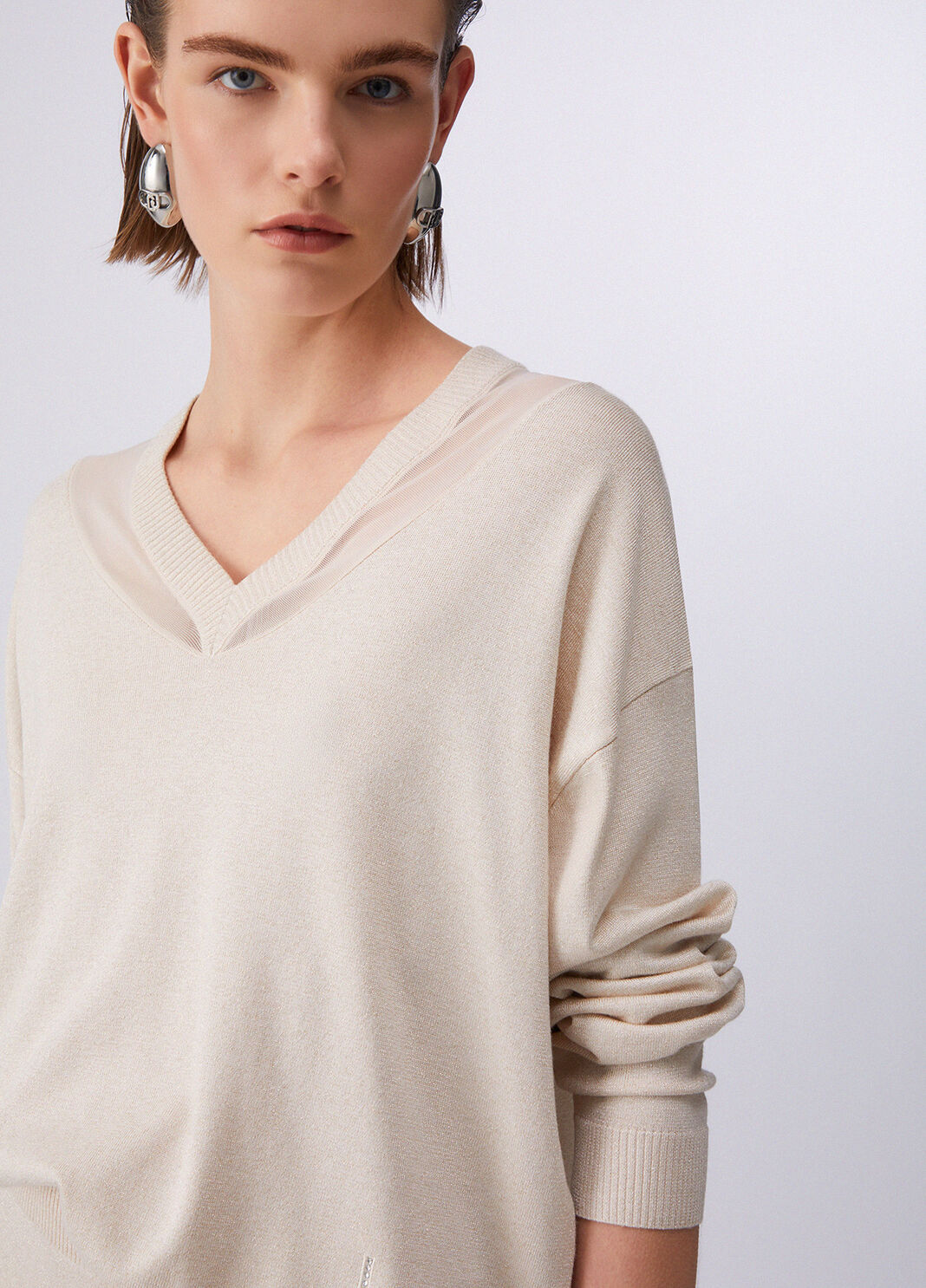 V-neck jumper champagne Liu Jo - large image number 4