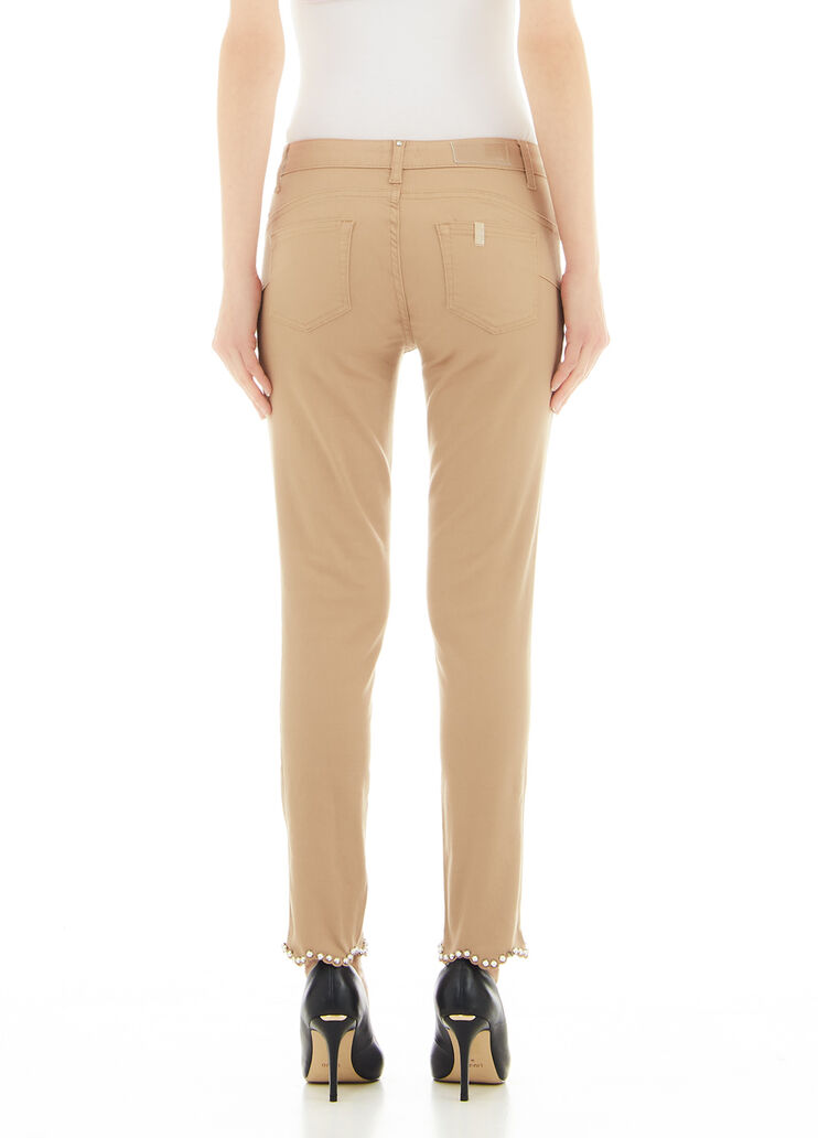 Pantalón pitillo con aplicaciones camel/perla Liu Jo - large image number 1
