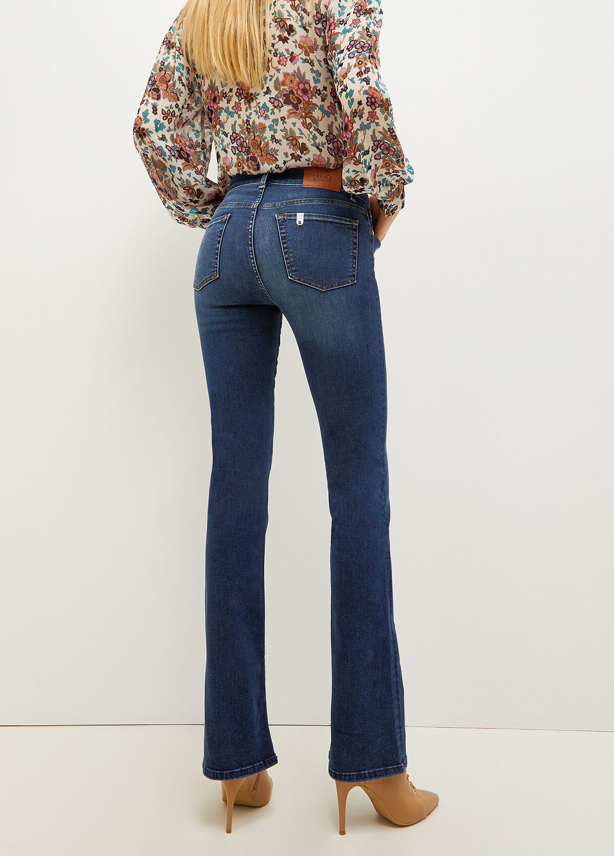 Stretch denim boot cut jeans