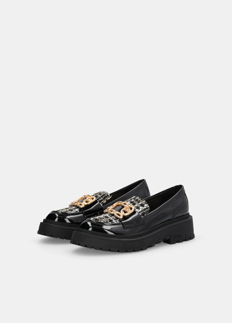 Loafers with bouclé insert black Liu Jo - large image number 1 Loafers with bouclé insert black Liu Jo - large image number 1