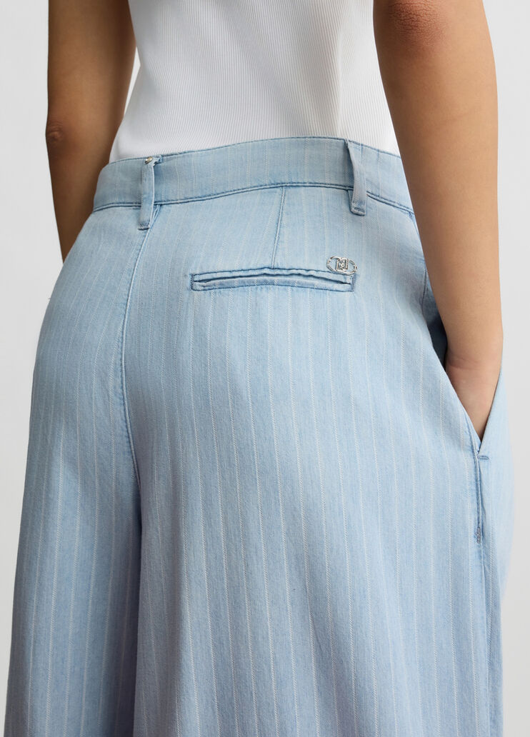 Pinstripe denim trousers light denim Liu Jo - large image number 4 Pinstripe denim trousers light denim Liu Jo - large image number 4