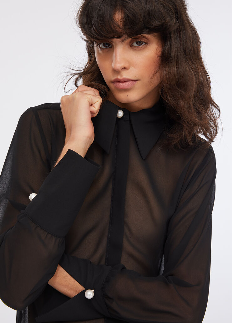 Hemdbluse mit Perlen Schwarz Liu Jo - medium