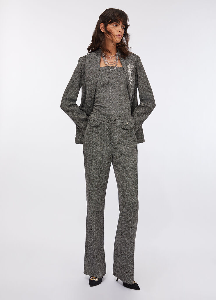 Weite Hose mit Fischgrätmuster Graues Fischgrätmuster Liu Jo - large image number 5