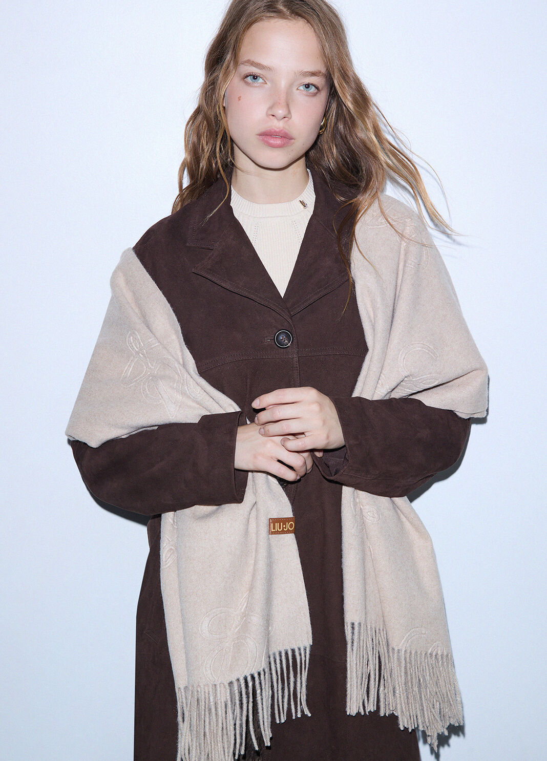 Stole with monogram logo camel Liu Jo - large image number 0