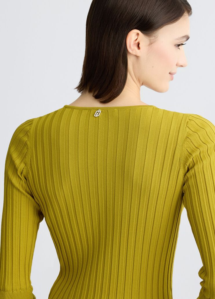 Jumper with flounced sleeves avocado Liu Jo - large image number 4 Jumper with flounced sleeves avocado Liu Jo - large image number 4