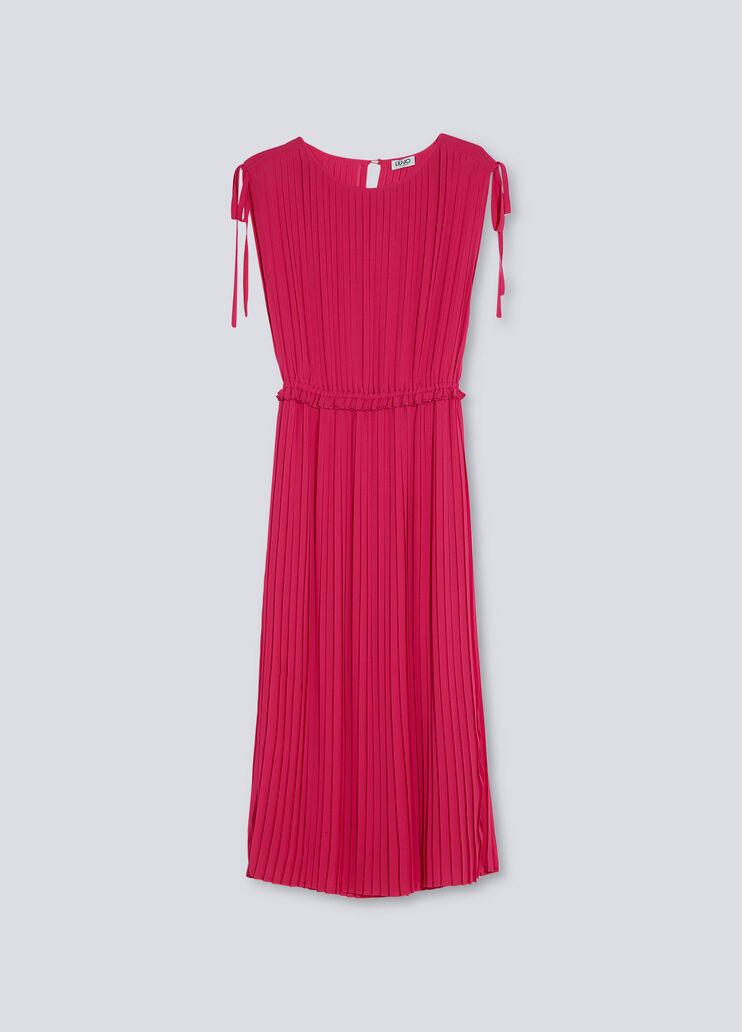 Eco-friendly pleated dress magenta Liu Jo - large image number 4 Eco-friendly pleated dress magenta Liu Jo - large image number 4