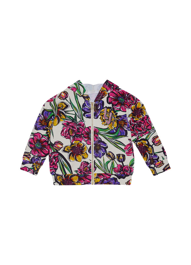 Hooded sweatshirt with zip floral Liu Jo - large image number 0