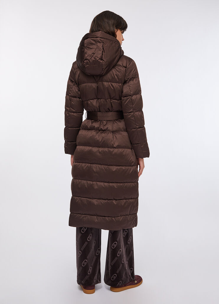 Long down jacket with hood chocolate Liu Jo - large image number 1