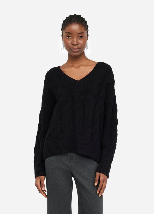 Cable knit wool sweater black Liu Jo - large image number 0