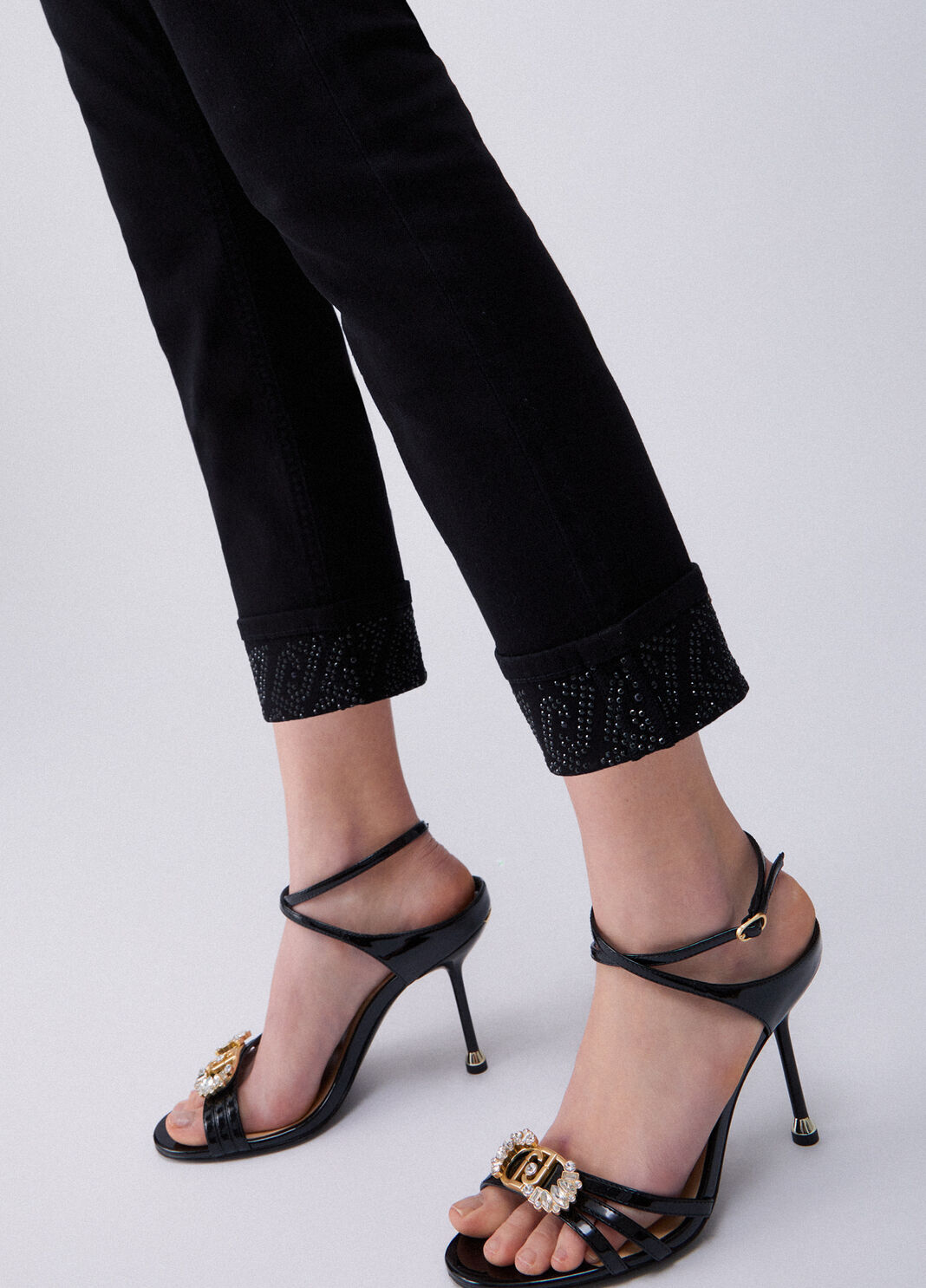 Skinny trousers with turnups and gemstones black Liu Jo - large image number 4