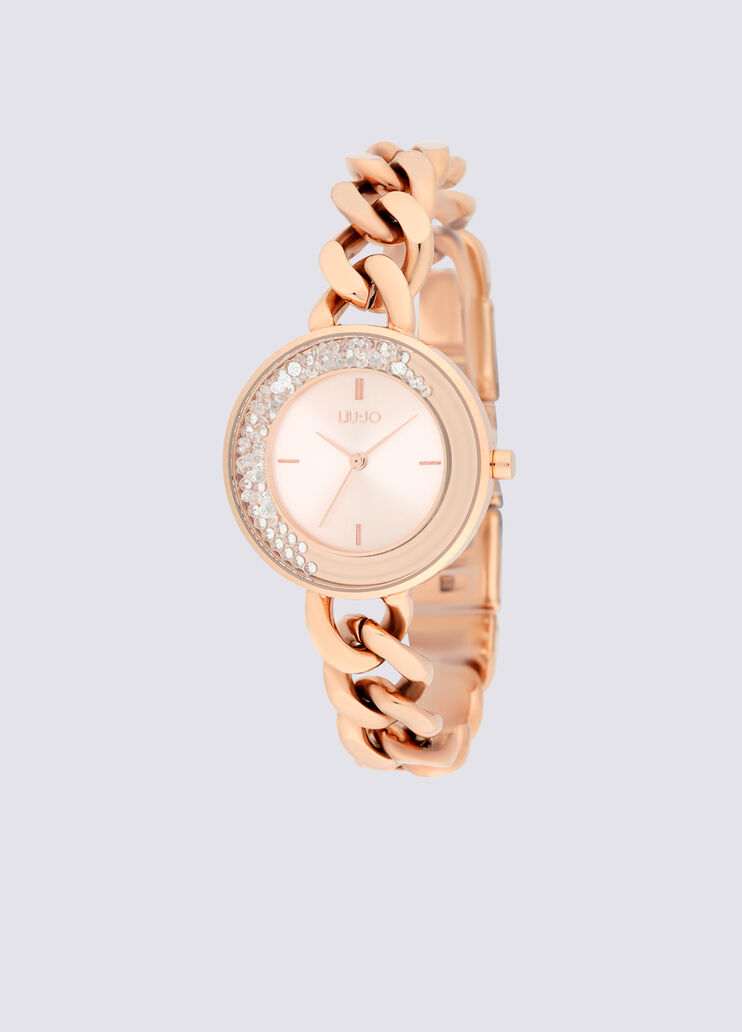 Steel watch with bejewelled chain pink Liu Jo - large image number 0 Steel watch with bejewelled chain pink Liu Jo - large image number 0