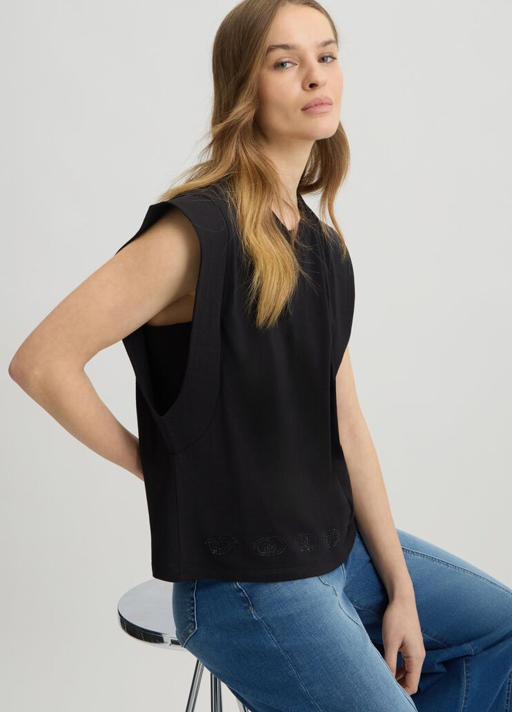 Cotton top black Liu Jo - large image number 3 Cotton top black Liu Jo - large image number 3