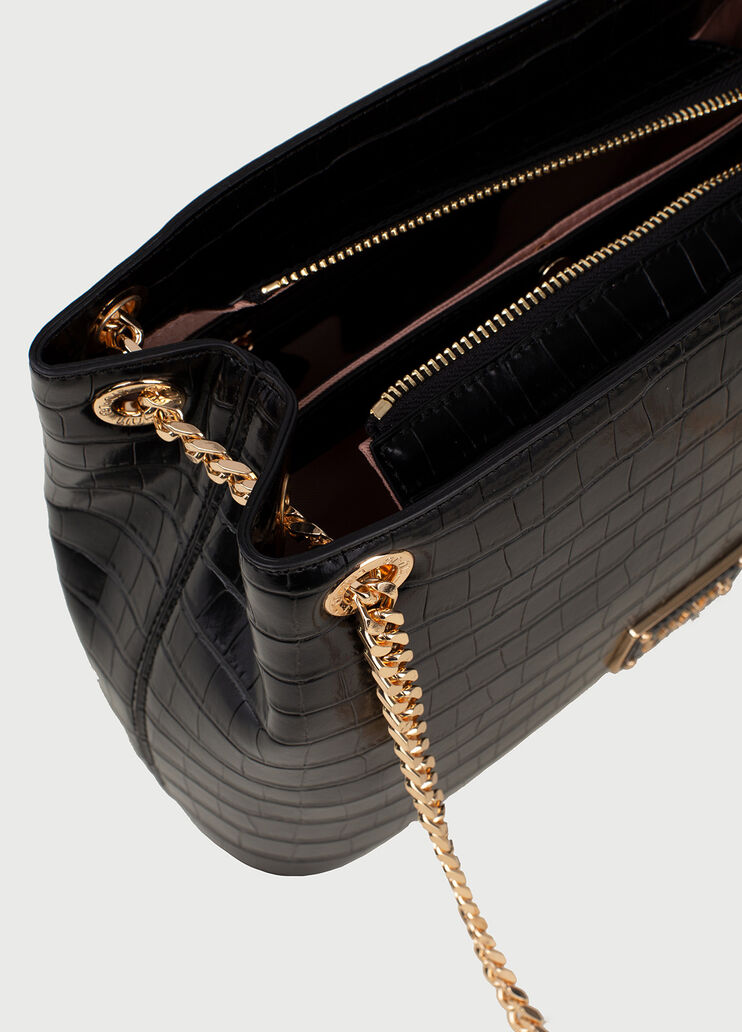 Crocodile effect shoulder bag Black Liu Jo - large image number 4