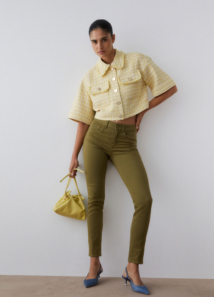 Pantal&oacute;n pitillo de talle alto verde oliva Liu Jo - medium